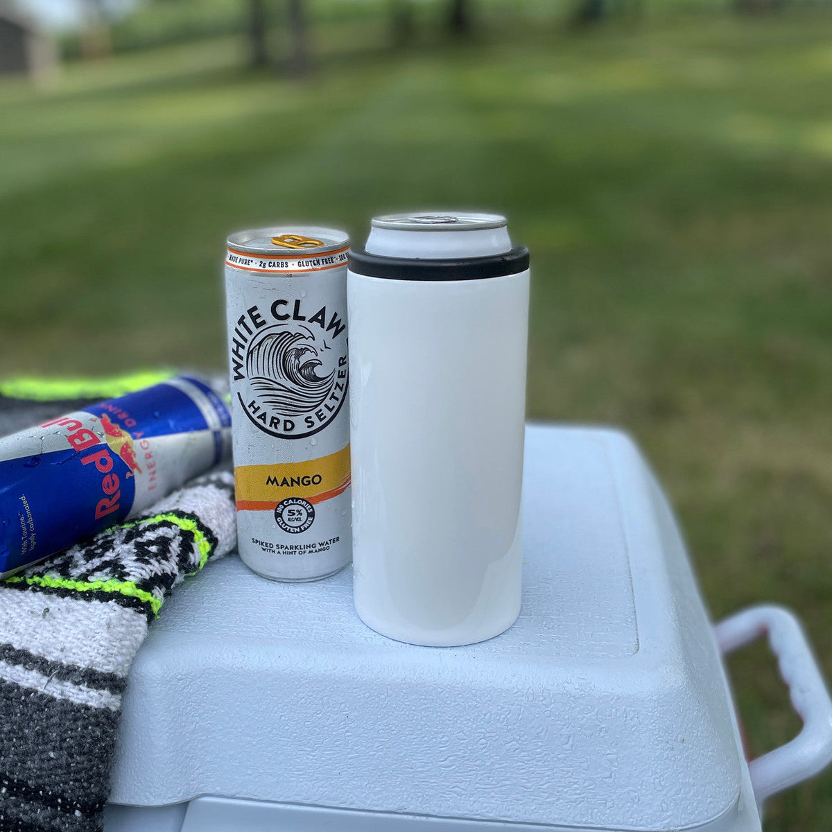 Plymouth Big Red Engraved 12oz. Stainless Steel Skinny Can Cooler