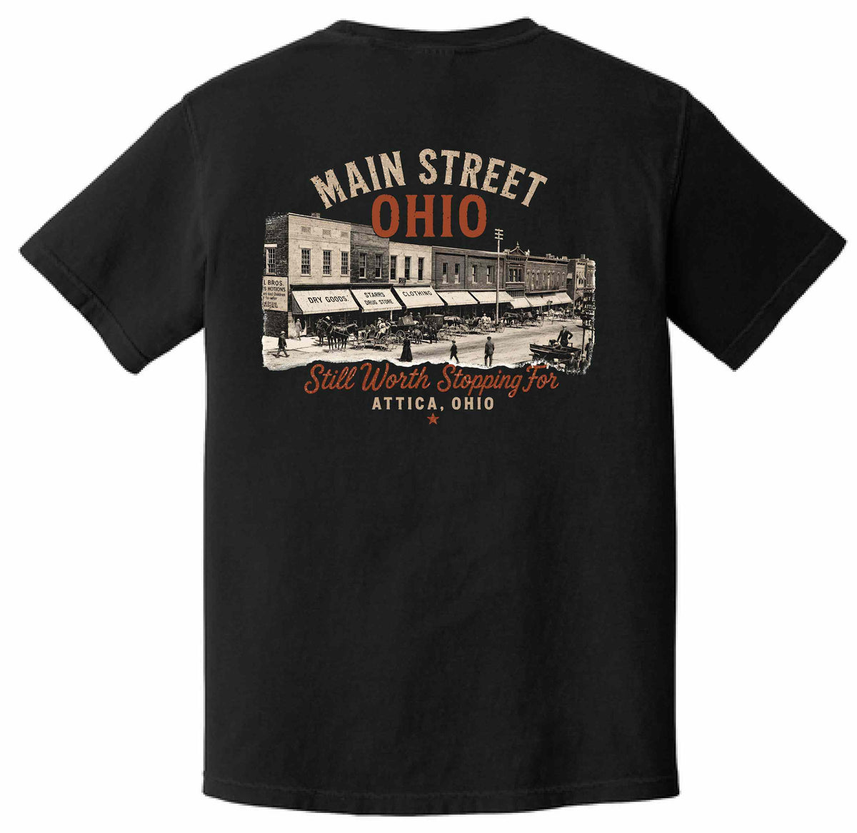Main Street Ohio - Unisex Black T-Shirt