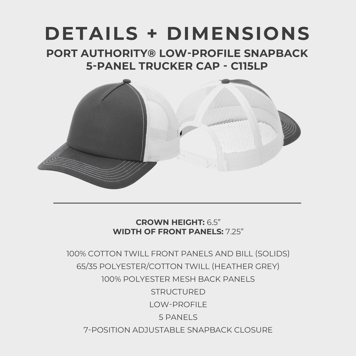 NWO Rampage Port Authority® Low-Profile Snapback 5-Panel Trucker Cap - Heather Grey/Black
