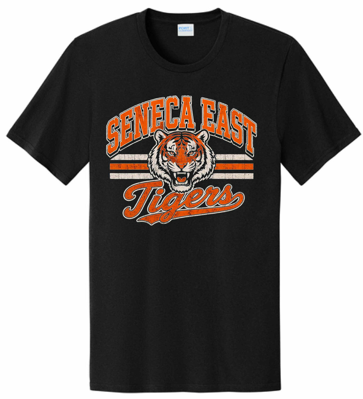 Seneca East Tigers Youth - Adult Black T-Shirt
