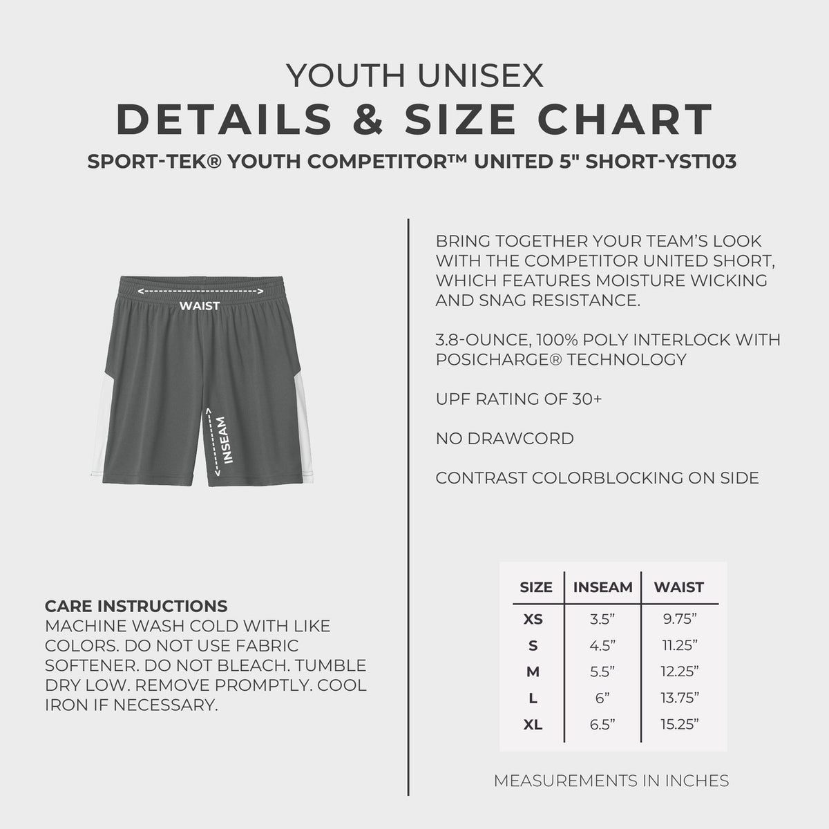NWO Rampage Youth Sport-Tek® Competitor™ United 5" Short - Carolina Blue/White