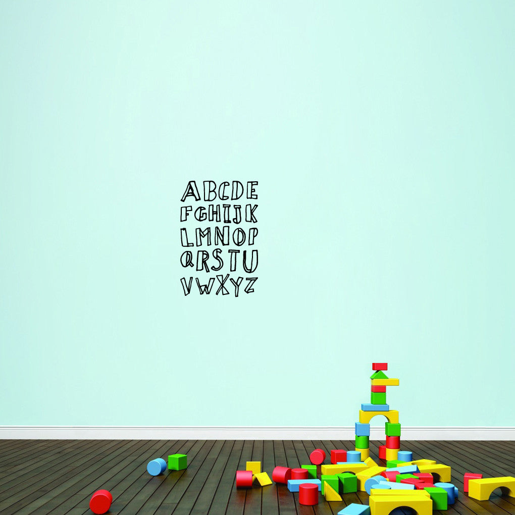 Alphabet Doodle Wall Decals 16" wide x 24" tall Sample Image