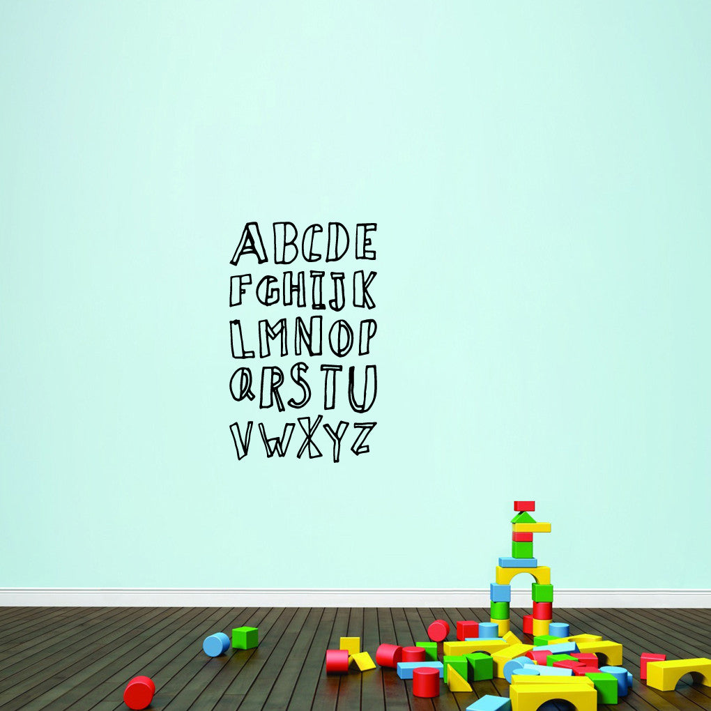 Alphabet Doodle Wall Decals 22" wide x 36" tall Sample Image