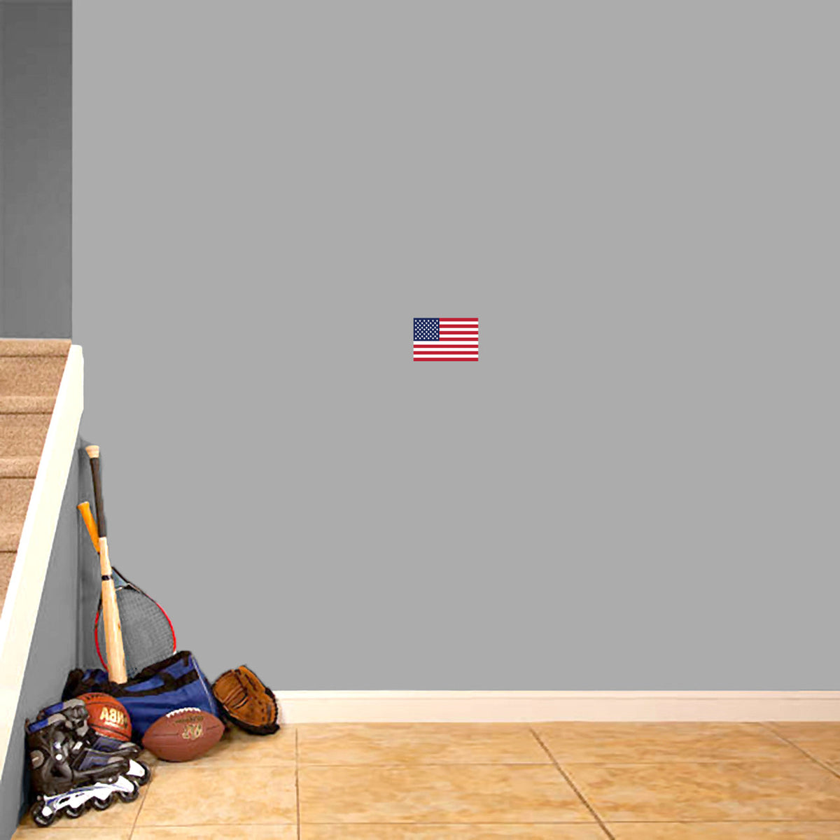 American Flag Printed Wall Decal 6" wide x 4" tall Sample Image