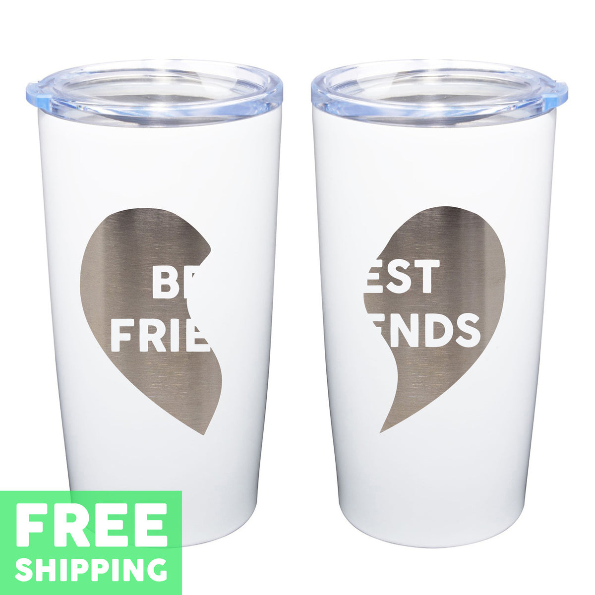 Best Friends Heart Engraved 20 oz. Stainless Tumbler Set