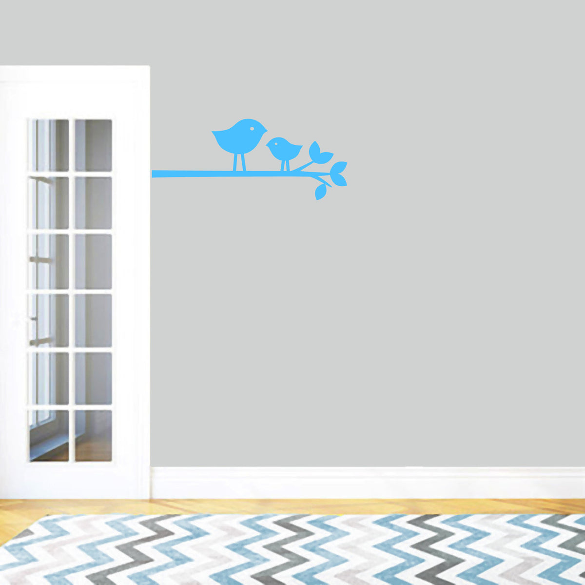 Birdies On Branch Wall Decal 24" wide x 10" tall Sample Image