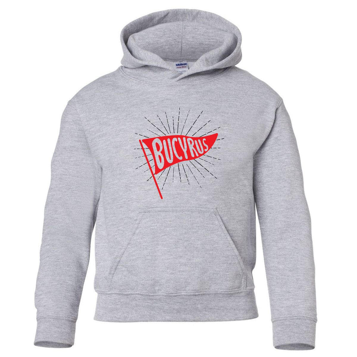 Bucyrus Pennant Youth Unisex Hooded Sweatshirt