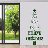 Christmas Tree Words Wall Decal 28" wide x 60" tall Sample Image