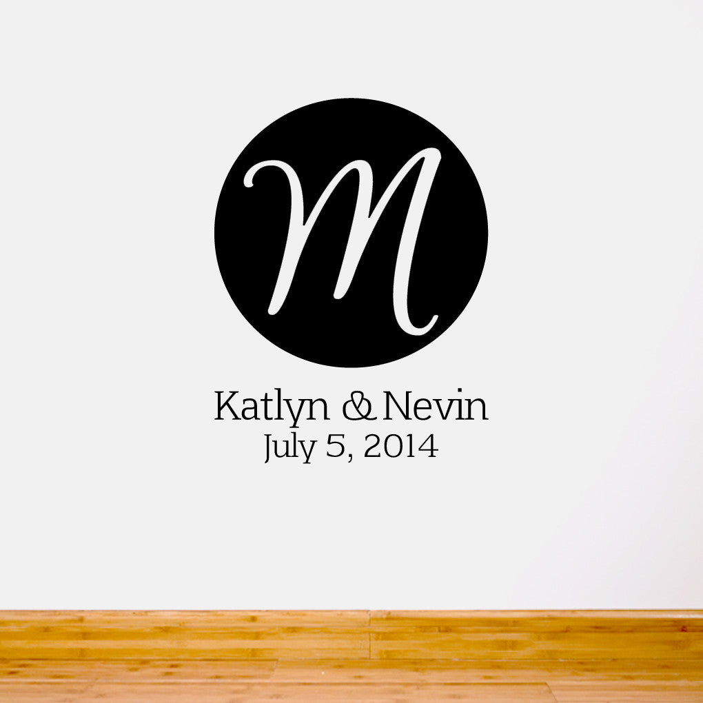Circle Wedding Monogram Cutout Wall Decals and Stickers
