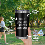 Create Your Own Engraved 20 oz Stainless Steel Tumbler - Custom Personalized Drinkware with Bulk Discounts