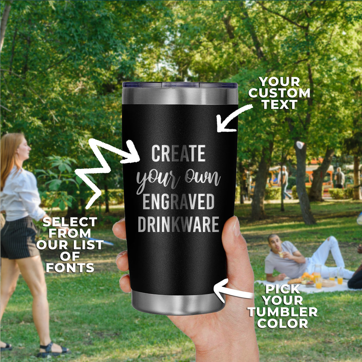 Create Your Own Engraved 20 oz Stainless Steel Tumbler - Custom Personalized Drinkware with Bulk Discounts