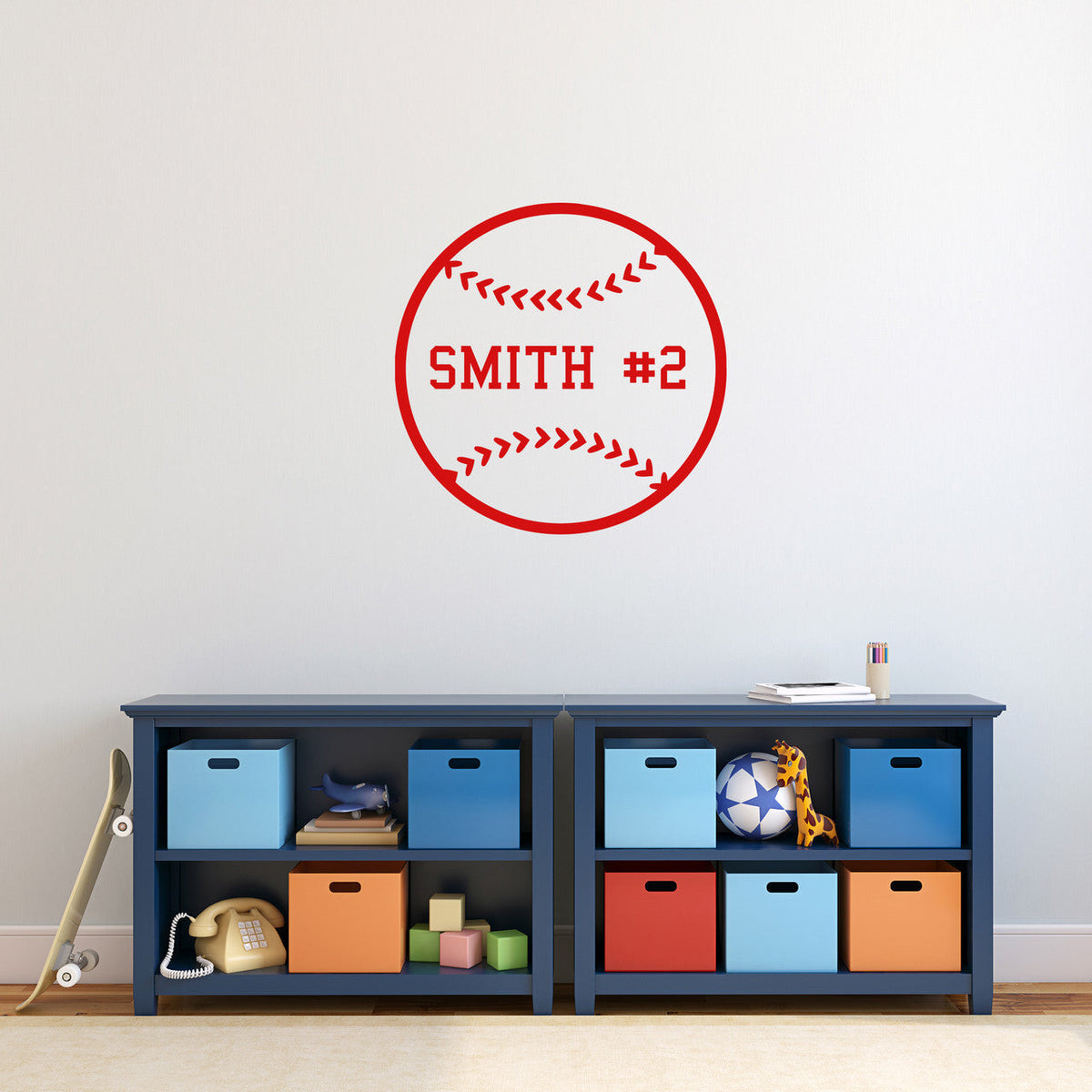 Custom Baseball Wall Decal 22" wide x 22" tall Sample Image
