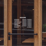 Custom Business Hours Wide Decal