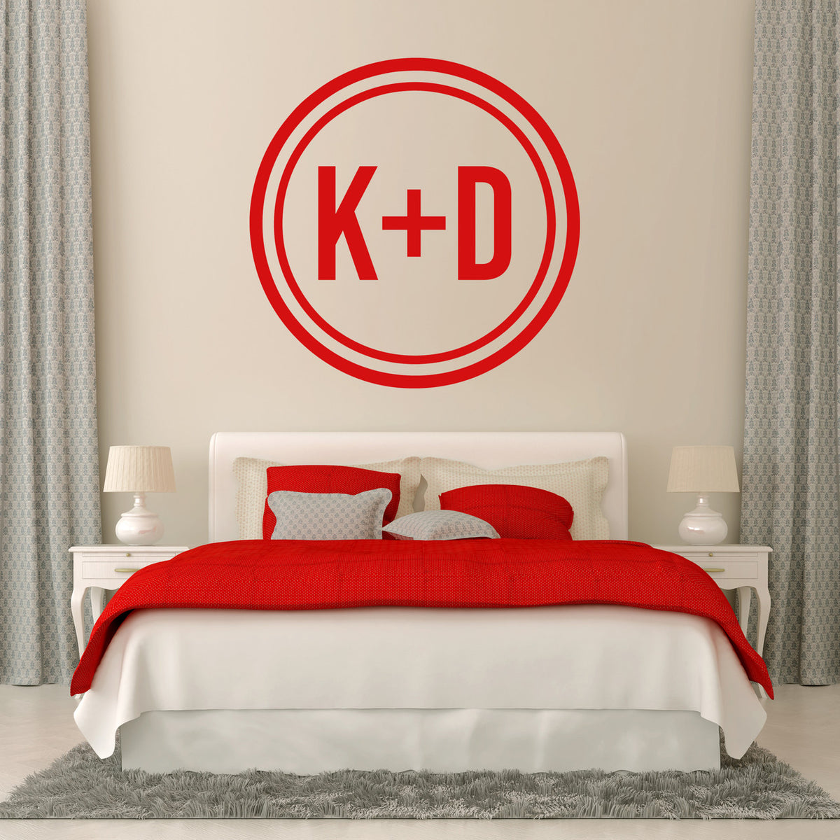 Custom Circle Initials Wall Decal 36" wide x 36" tall Sample Image