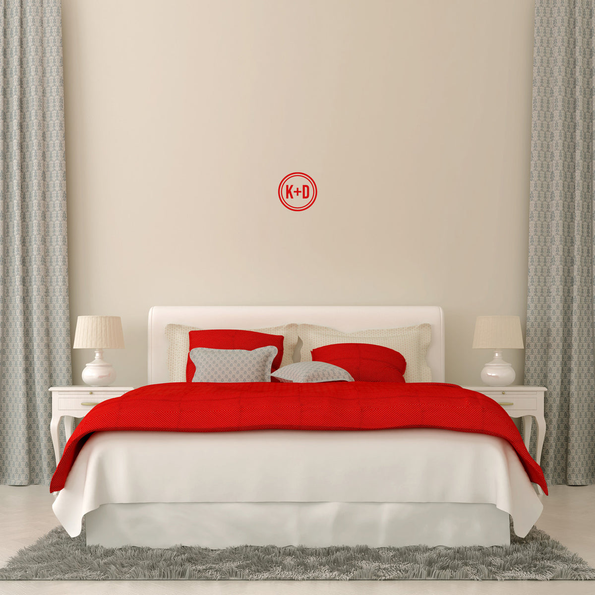 Custom Circle Initials Wall Decal 6" wide x 6" tall Sample Image