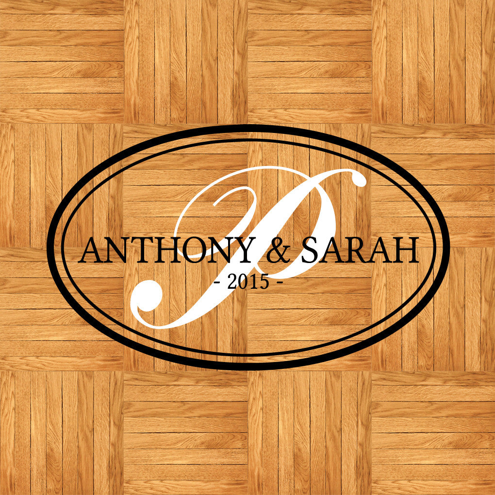 Custom Couple Name Monogram Oval Wall Decals and Stickers