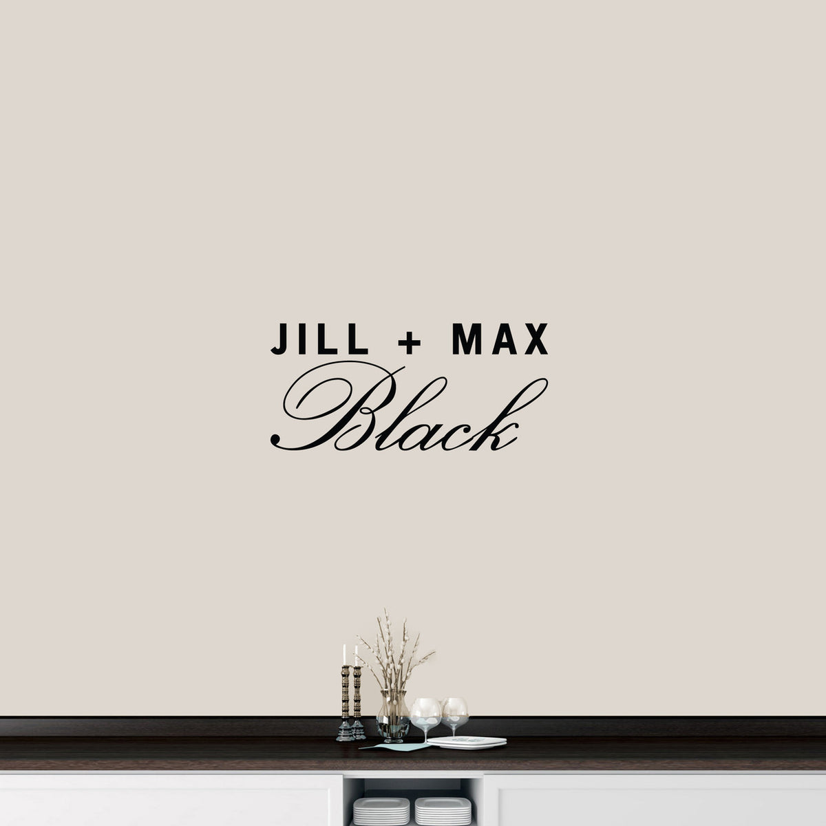 Custom Couple Name Wall Decal 24" wide x 11" tall Sample Image