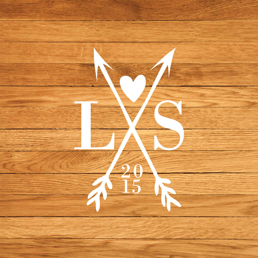 Custom Crossed Arrows With Initials Wall Decals and Stickers