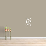 Custom Crossed Arrows With Initials Wall Decal  12" wide x 18" tall Sample Image
