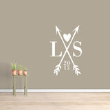 Custom Crossed Arrows With Initials Wall Decal  30" wide x 48" tall Sample Image