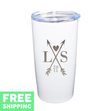 Custom Crossed Arrows With Initials Engraved 20 oz. Stainless Tumbler