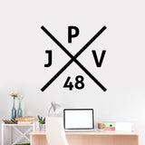 Custom Crossed X Monogram Wall Decal 36" wide x 36" tall Sample Image