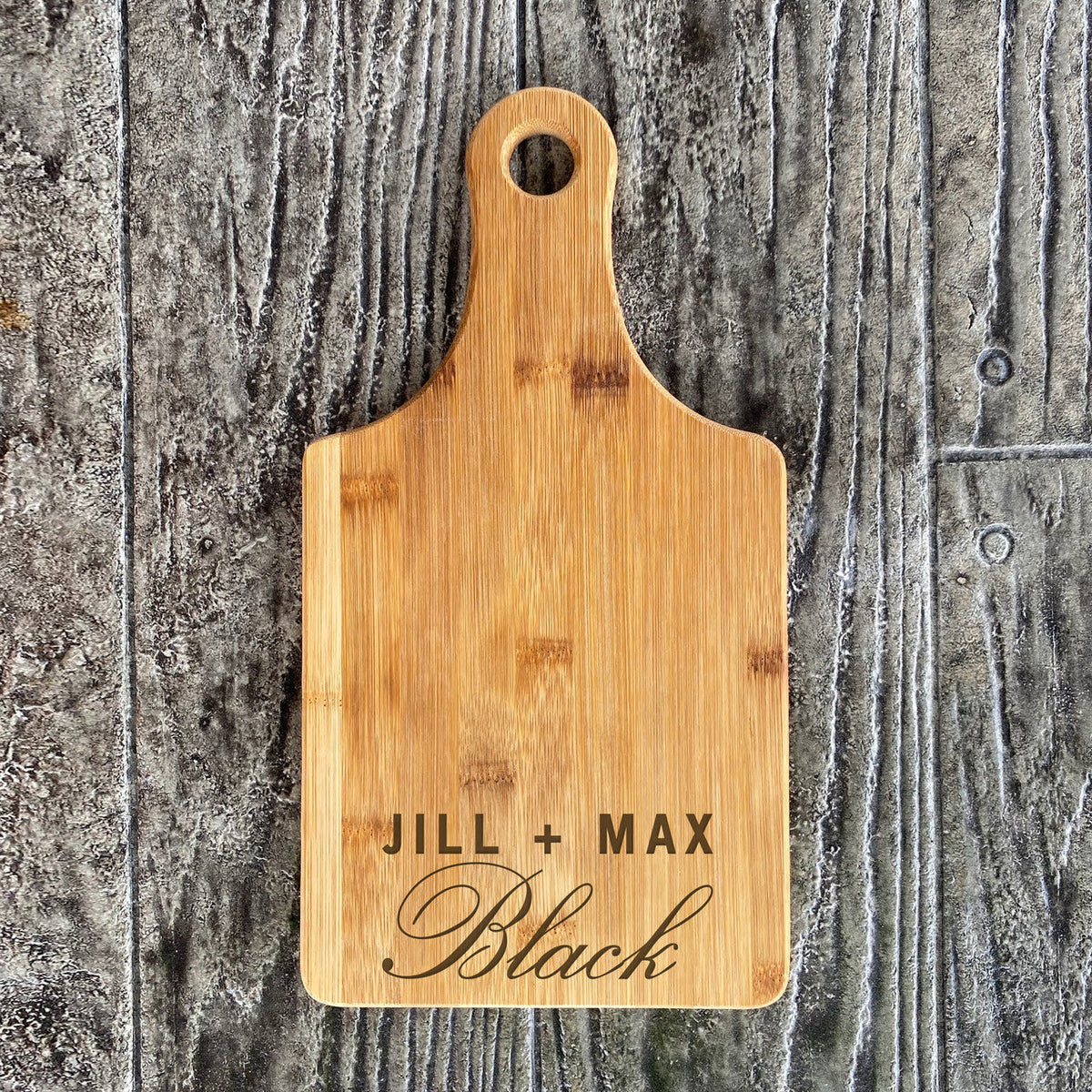 Custom Engraved Couple Name Bamboo Serving Paddle