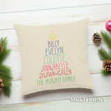 Custom Family Names Christmas Tree Pillow