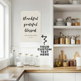 Custom Name Thankful Grateful Blessed Canvas Banner