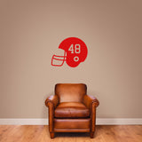 Custom Football Helmet Wall Decal 24" wide x 20" tall Sample Image
