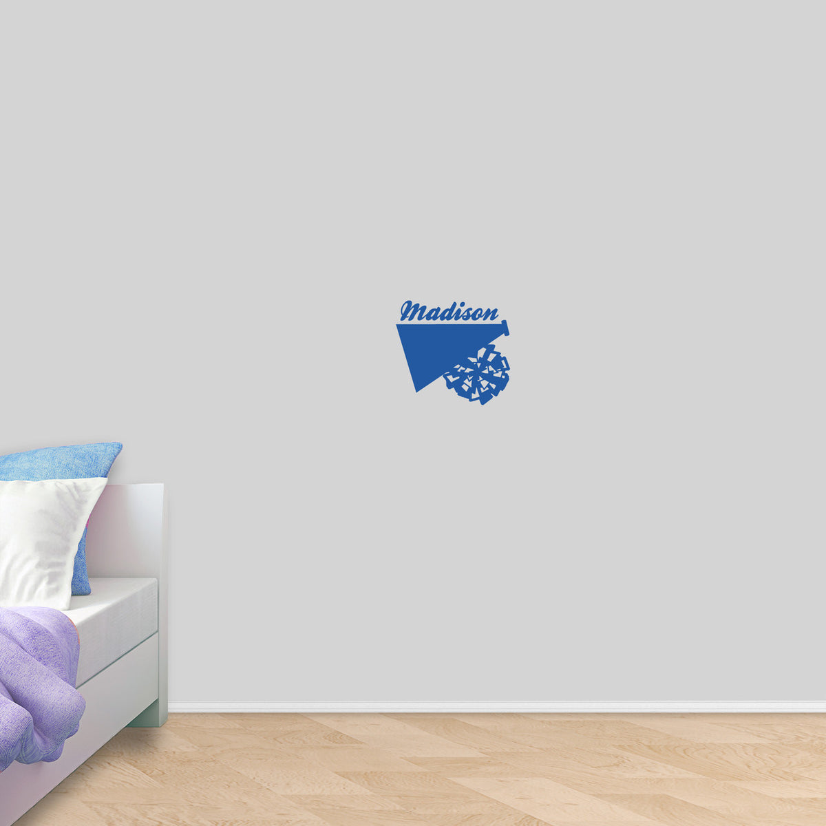 Custom Megaphone and Pom Wall Decal 12" wide x 11" tall Sample Image