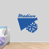 Custom Megaphone and Pom Wall Decal 36" wide x 34" tall Sample Image