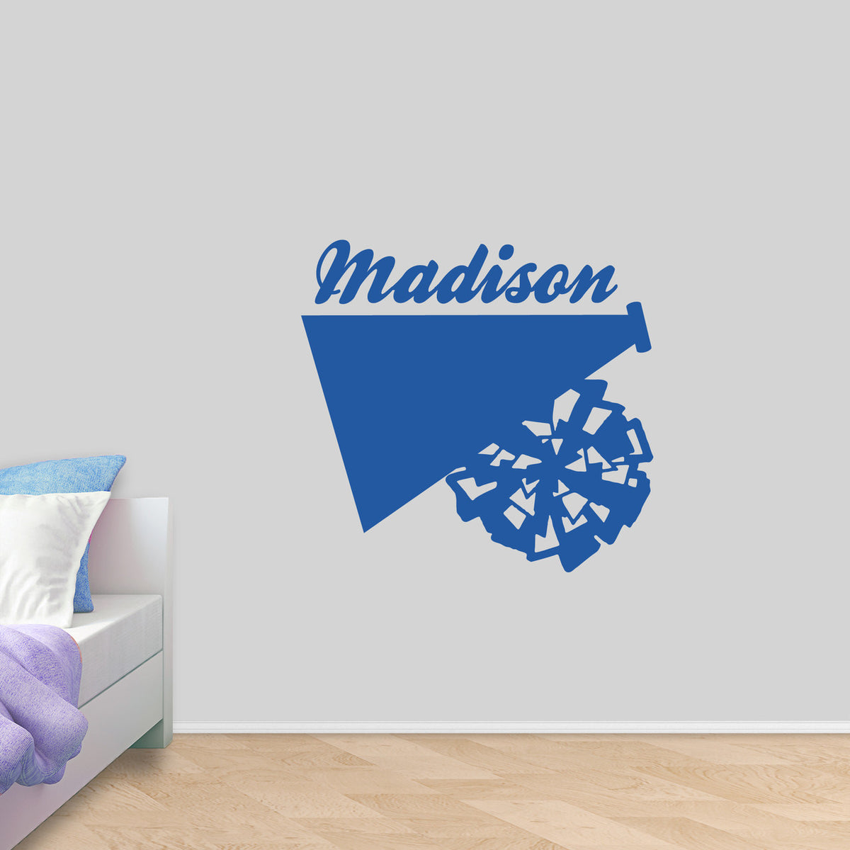 Custom Megaphone and Pom Wall Decal 36" wide x 34" tall Sample Image