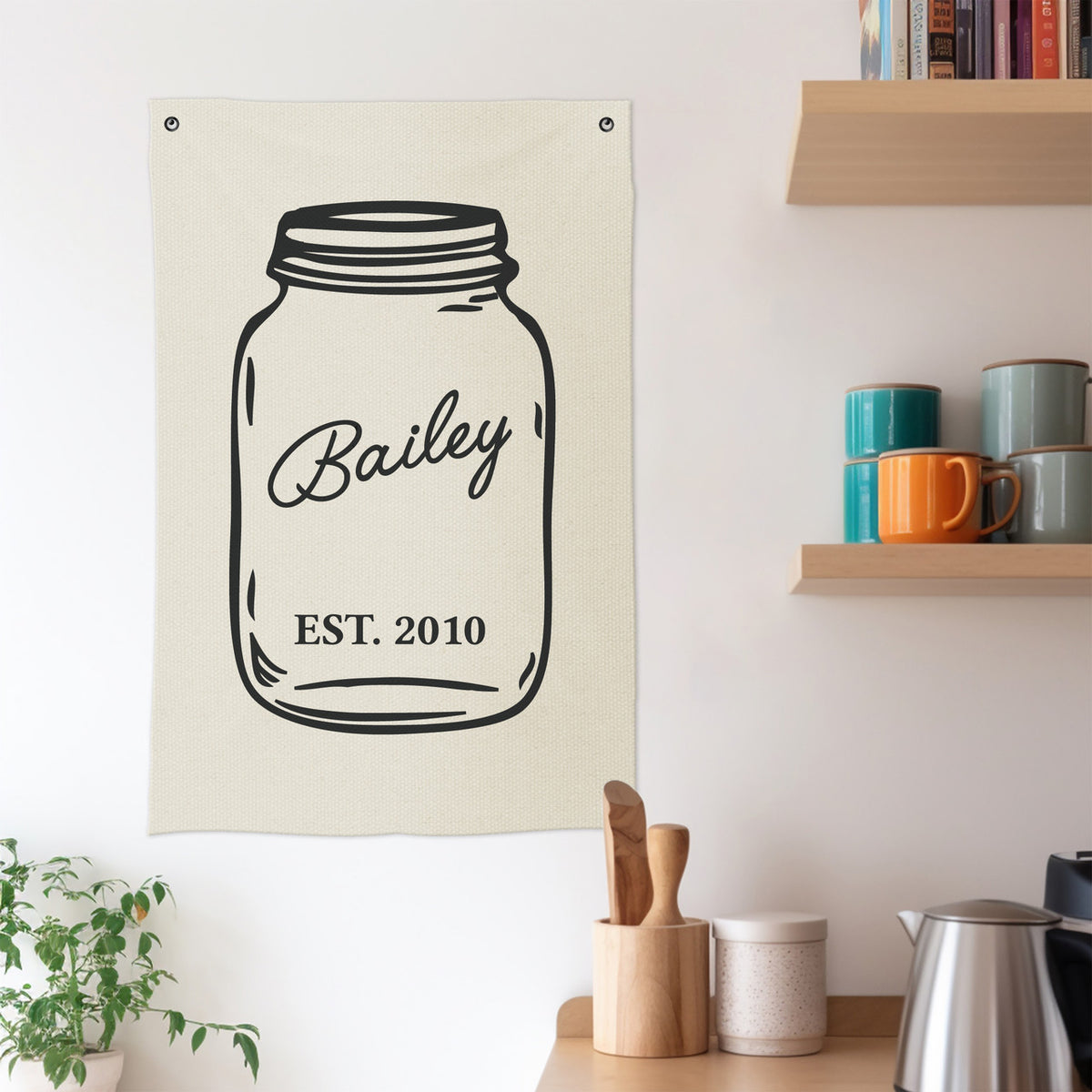 Custom Name Year Mason Jar Canvas Banner