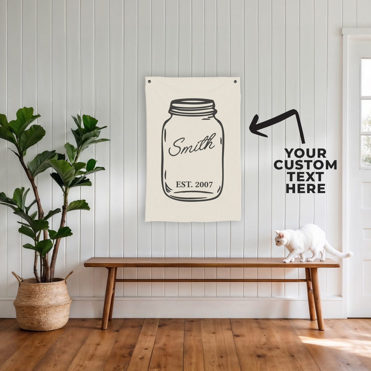 Custom Name Year Mason Jar Canvas Banner
