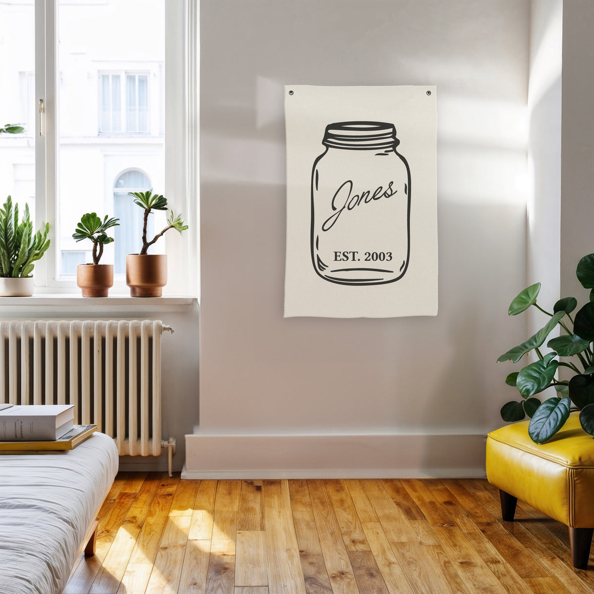 Custom Name Year Mason Jar Canvas Banner
