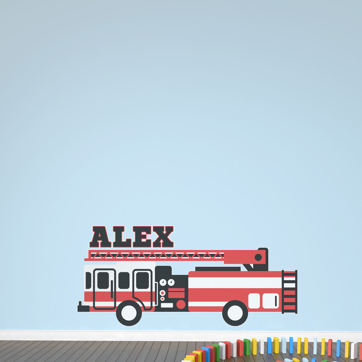 Custom Name Printed Fire Truck Wall Decal