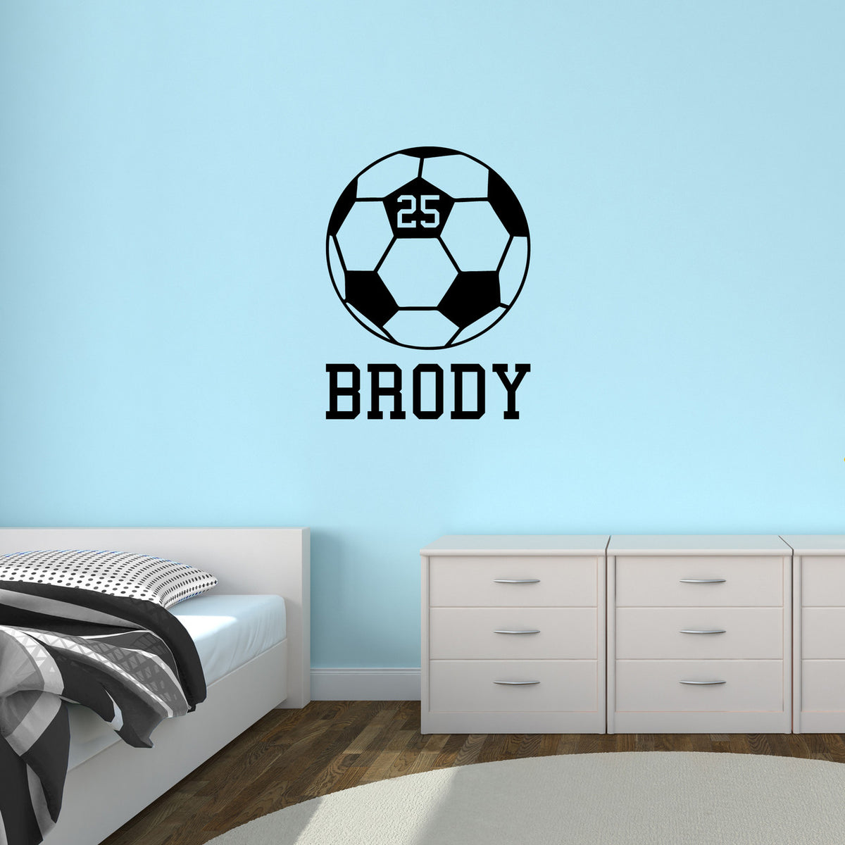 Custom Soccer Ball Wall Decal  27" wide x 36" tall Sample Image
