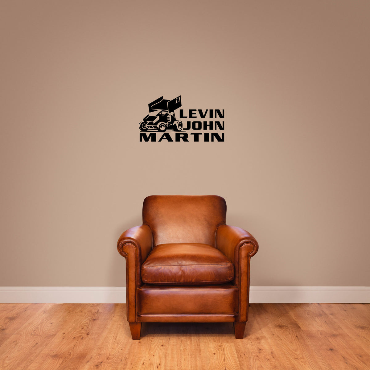 Custom Sprint Car Name and Number Wall Decal 24" wide x 13" tall Sample Image