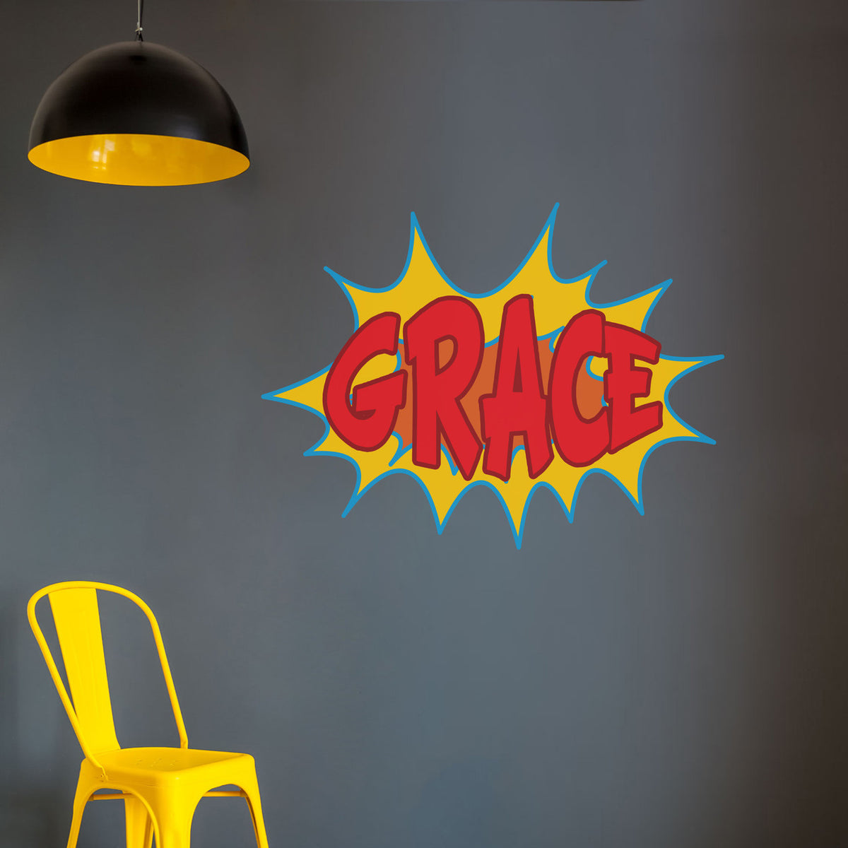 Custom Superhero Comic Book Name Printed Peel and Stick Wall Decal