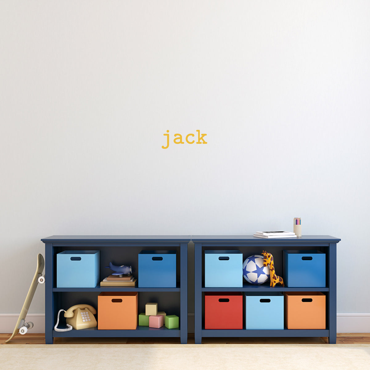 Custom Typewriter Name Wall Decal 12" wide x 5" tall Sample Image