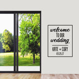 Custom Welcome To Our Wedding Wall Decal 28" wide x 36" tall Sample Image