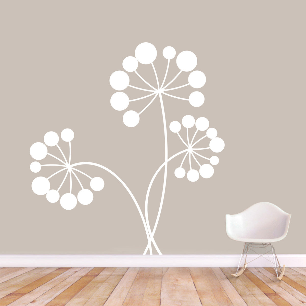 Dandelion Seeds and Stems Wall Decal 55" wide x 60" tall Sample Image
