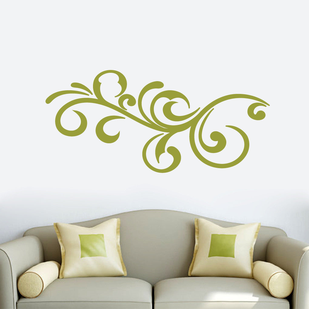 Decorative Scroll Flourish Wall Decals 48" wide x 22" tall Sample Image