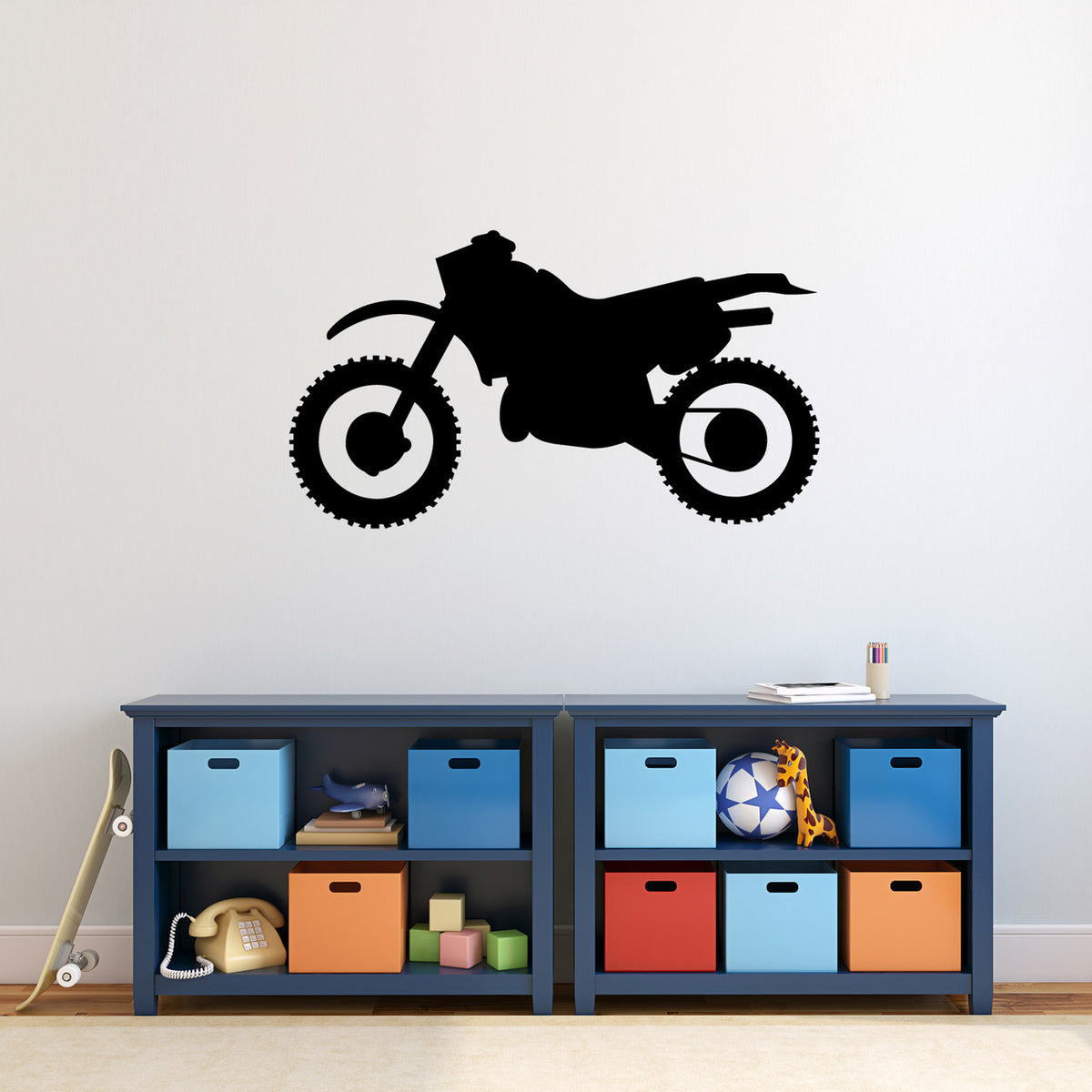 Dirt Bike Silhouette Wall Decal 48" wide x 27" tall Sample Image