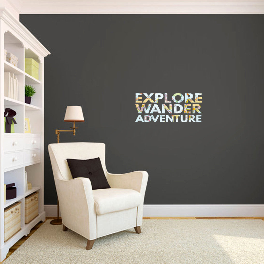 Explore Wander Adventure Printed Wall Decals 24" wide x " tall Sample Image