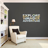 Explore Wander Adventure Printed Wall Decals 36" wide x 16" tall Sample Image