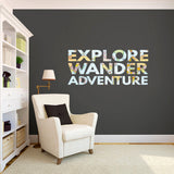 Explore Wander Adventure Printed Wall Decals 48" wide x 21" tall Sample Image