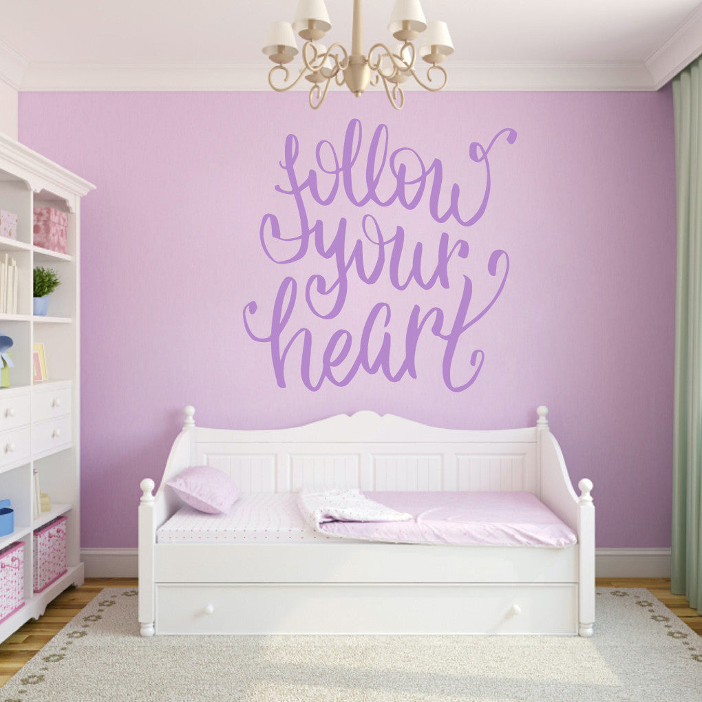 Follow Your Heart Script Wall Decal 48" wide x 48" tall Sample Image