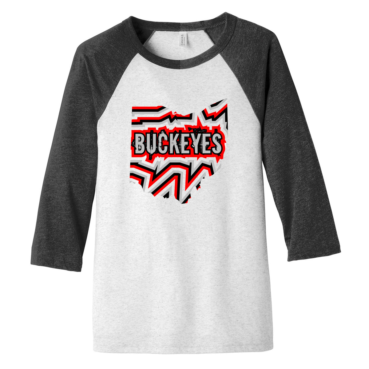 Funky Buckeyes Ohio Unisex 3/4-Sleeve Baseball Tee